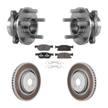 Front Hub Bearing Coat Brake Rotor Pads Kit For 20-23 Ford Edge With Red Painted Calipers KBB-130269