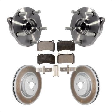 Front Hub Bearing Assembly Coated Brake Rotor And Pad Kit For 2004 Subaru Impreza WRX STI KBB-130276