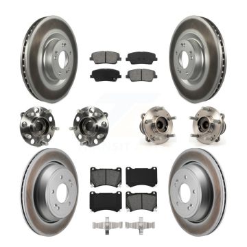 Front Rear Hub Bearing Coated Disc Brake Rotor And Pads Kit (10Pc) For 2011 Hyundai Equus KBB-130303