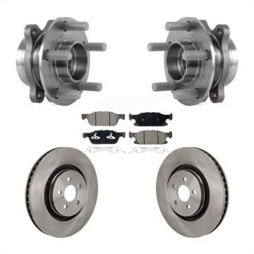 Front Hub Bearing Brake Rotor Pads Kit For 20-23 Ford Edge 2.7L With Red Painted Calipers KBB-130325