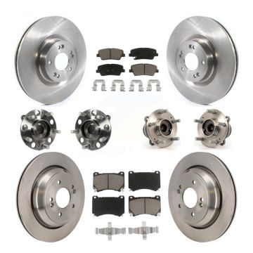 Front Rear Hub Bearing Disc Brake Rotor And Ceramic Pad Kit (10Pc) For 2011 Hyundai Equus KBB-130350