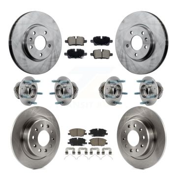 Front Rear Hub Bearing Brake Rotor & Pad Kit (10Pc) For Chevrolet Equinox GMC Terrain 4WD KBB-130357