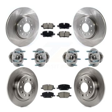 Front Rear Hub Bearing Brake Rotor & Pad Kit (10Pc) For Chevrolet Equinox GMC Terrain 4WD KBB-130359