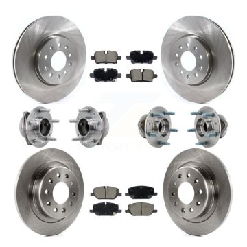 Front Rear Hub Bearing Brake Rotor & Pad Kit (10Pc) For Chevrolet Equinox GMC Terrain FWD KBB-130360