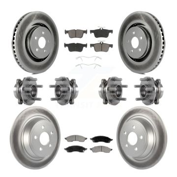 Front Rear Hub Bearing Coat Brake Rotor Pad Kit (10Pc) For 2022-2023 Lincoln Nautilus AWD KBB-130363