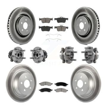 Front Rear Hub Bearing Coated Brake Rotor & Pads Kit (10Pc) For 2022 Lincoln Nautilus FWD KBB-130364