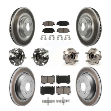 Front Rear Hub Bearing Coated Disc Brake Rotor And Pads Kit (10Pc) For 2011 Hyundai Equus KBB-130394