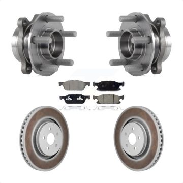 Front Hub Bearing Coat Brake Rotor Pads Kit For 20-23 Ford Edge With Red Painted Calipers KBB-130415