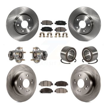 Front Rear Hub Bearing Disc Brake Rotors And Pads Kit (10Pc) For 2016-2022 Honda HR-V FWD KBB-130427