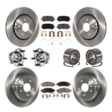 Front Rear Hub Bearing Disc Brake Rotor And Pads Kit (10Pc) For 2016-2022 Honda Pilot AWD KBB-130428
