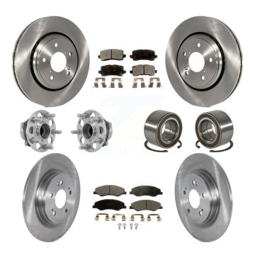 Front Rear Hub Bearings Disc Brake Rotors And Pads Kit (10Pc) For 2018-2023 Honda Odyssey KBB-130429