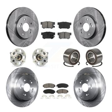 Front Rear Hub Bearings Disc Brake Rotors And Semi-Metallic Pads Kit (10Pc) For Acura RDX KBB-130436