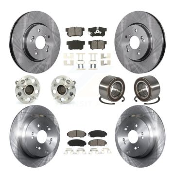 Front Rear Hub Bearing Disc Brake Rotors And Pads Kit (10Pc) For 2007-2011 Honda CR-V FWD KBB-130438