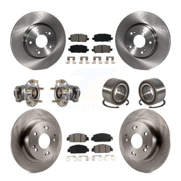 Front Rear Hub Bearing Disc Brake Rotors And Pads Kit (10Pc) For 2016-2022 Honda HR-V FWD KBB-130444