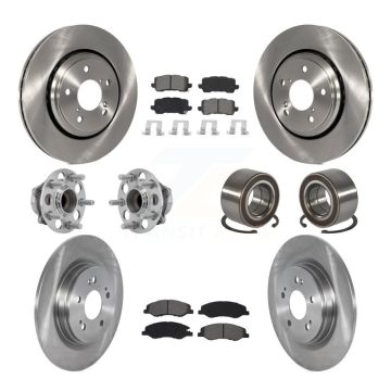 Front Rear Hub Bearings Disc Brake Rotors And Pads Kit (10Pc) For 2018-2023 Honda Odyssey KBB-130446