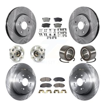 Front Rear Hub Bearings Disc Brake Rotors And Semi-Metallic Pads Kit (10Pc) For Acura RDX KBB-130448