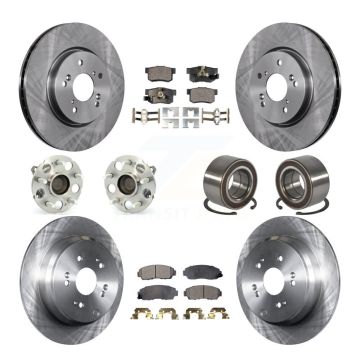 Front Rear Hub Bearing Disc Brake Rotors And Pads Kit (10Pc) For 2007-2011 Honda CR-V FWD KBB-130449