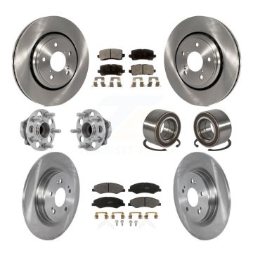 Front Rear Hub Bearings Disc Brake Rotors And Pads Kit (10Pc) For 2018-2023 Honda Odyssey KBB-130456
