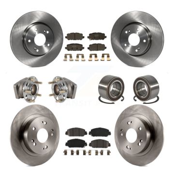 Front Rear Hub Bearing Disc Brake Rotors And Pads Kit (10Pc) For 2016-2022 Honda HR-V AWD KBB-130457