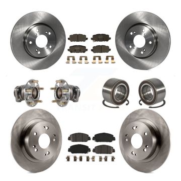 Front Rear Hub Bearing Disc Brake Rotors And Pads Kit (10Pc) For 2016-2022 Honda HR-V FWD KBB-130458