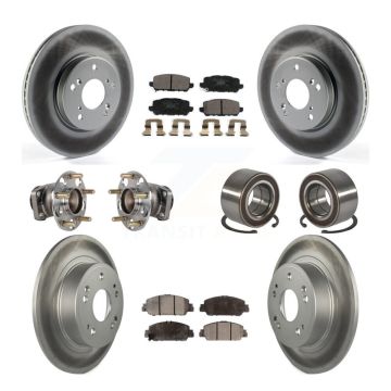 Front Rear Hub Bearing Coated Brake Rotor And Pad Kit (10Pc) For 2016-2022 Honda HR-V FWD KBB-130462