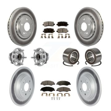 Front Rear Hub Bearing Coated Disc Brake Rotor Pad Kit (10Pc) For 2018-2023 Honda Odyssey KBB-130464