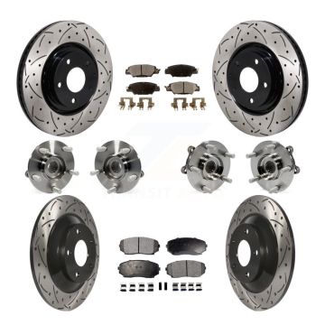 Front Rear Hub Bearing Coated Disc Brake Rotor And Ceramic Pads Kit (10Pc) For Mazda CX-5 KBB-130477