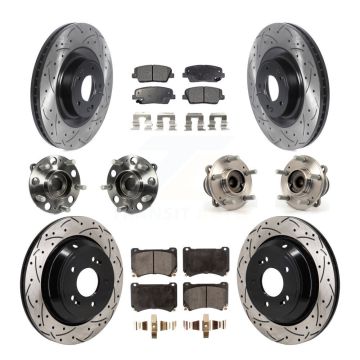 Front Rear Hub Bearing Coated Disc Brake Rotor And Pads Kit (10Pc) For 2011 Hyundai Equus KBB-130493