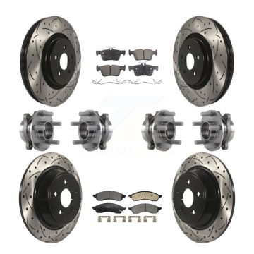 Front Rear Hub Bearing Coat Brake Rotor Pad Kit (10Pc) For 2022-2023 Lincoln Nautilus AWD KBB-130496
