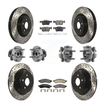 Front Rear Hub Bearing Coated Brake Rotor & Pads Kit (10Pc) For 2022 Lincoln Nautilus FWD KBB-130497