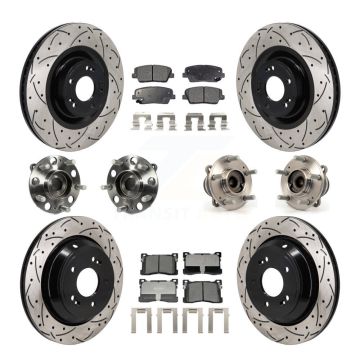 Front Rear Hub Bearing Coated Disc Brake Rotor Pad Kit (10Pc) For 2012-2016 Hyundai Equus KBB-130498