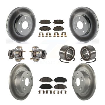 Front Rear Hub Bearing Coated Brake Rotor And Pad Kit (10Pc) For 2016-2022 Honda HR-V FWD KBB-130515