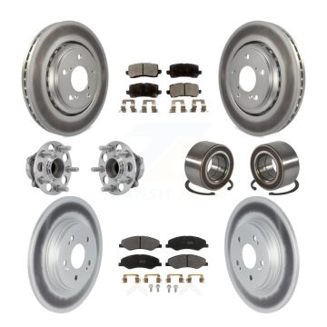 Front Rear Hub Bearing Coated Disc Brake Rotor Pad Kit (10Pc) For 2018-2023 Honda Odyssey KBB-130516