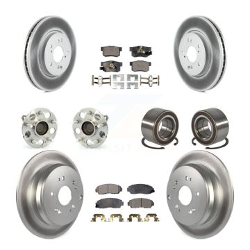 Front Rear Hub Bearing Coated Brake Rotor And Pad Kit (10Pc) For 2007-2011 Honda CR-V FWD KBB-130518
