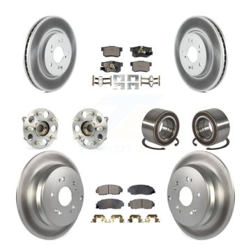 Front Rear Hub Bearing Coated Disc Brake Rotor & Pads Kit (10Pc) For Honda CR-V Acura RDX KBB-130519
