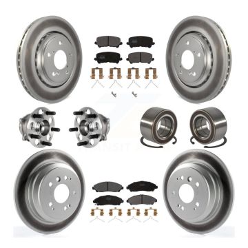 Front Rear Hub Bearing Coated Brake Rotor & Pads Kit (10Pc) For 2016-2022 Honda Pilot AWD KBB-130520