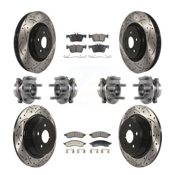 Front Rear Hub Bearing Coat Brake Rotor Pad Kit (10Pc) For 2022-2023 Lincoln Nautilus AWD KBB-130526