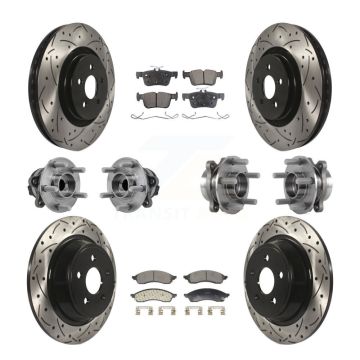 Front Rear Hub Bearing Coated Brake Rotor & Pads Kit (10Pc) For 2022 Lincoln Nautilus FWD KBB-130527