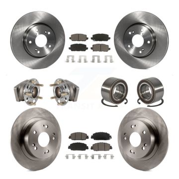 Front Rear Hub Bearing Disc Brake Rotors And Pads Kit (10Pc) For 2016-2022 Honda HR-V AWD KBB-130549