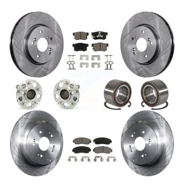 Front Rear Hub Bearing Disc Brake Rotors And Pads Kit (10Pc) For 2007-2011 Honda CR-V FWD KBB-130553