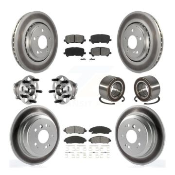 Front Rear Hub Bearing Coated Brake Rotor & Pads Kit (10Pc) For 2016-2022 Honda Pilot AWD KBB-130557