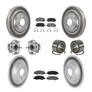Front Rear Hub Bearing Coated Disc Brake Rotor Pad Kit (10Pc) For 2018-2023 Honda Odyssey KBB-130558
