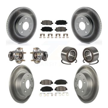 Front Rear Hub Bearing Coated Brake Rotor And Pad Kit (10Pc) For 2016-2022 Honda HR-V FWD KBB-130568
