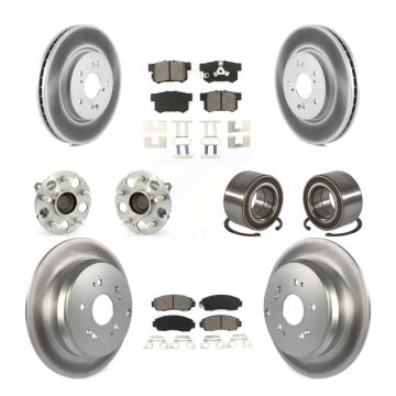 Front Rear Hub Bearing Coated Brake Rotor And Pad Kit (10Pc) For 2007-2011 Honda CR-V FWD KBB-130571