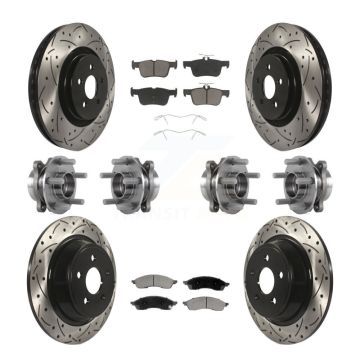 Front Rear Hub Bearing Coat Brake Rotor Pad Kit (10Pc) For 2022-2023 Lincoln Nautilus AWD KBB-130591