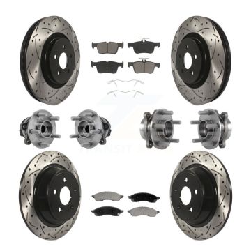 Front Rear Hub Bearing Coated Brake Rotor & Pads Kit (10Pc) For 2022 Lincoln Nautilus FWD KBB-130592