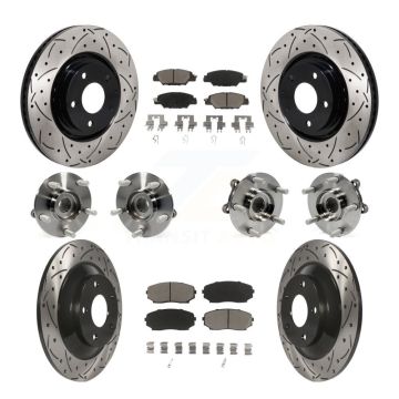 Front Rear Hub Bearing Coated Disc Brake Rotor And Ceramic Pads Kit (10Pc) For Mazda CX-5 KBB-130593