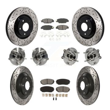 Front Rear Hub Bearing Assembly Coated Disc Brake Rotor And Pad Kit (10Pc) For Mazda CX-5 KBB-130620