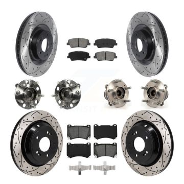 Front Rear Hub Bearing Coated Disc Brake Rotor And Pads Kit (10Pc) For 2011 Hyundai Equus KBB-130622