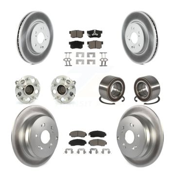 Front Rear Hub Bearing Coated Brake Rotor And Pad Kit (10Pc) For 2007-2011 Honda CR-V FWD KBB-130625
